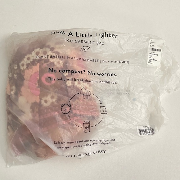 Spell Anne Smocked wide leg jumpsuit XS Peach antique floral off shoulder cotton - Picture 13 of 14